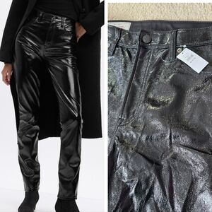 NWT Gap 30 /10TALL High Rise Vegan Patent Leather Vintage Slim Pants Womens 30